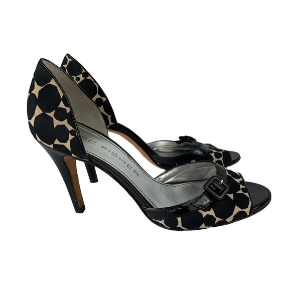 Marc Fisher Giraffe Print Cream and Black D'Orsay Heels size 6.5 - Picture 6 of 8